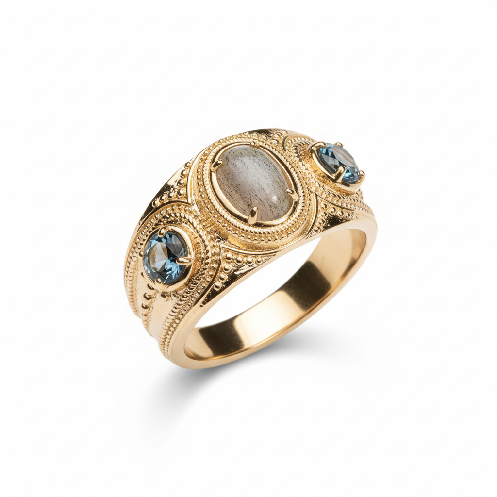 Bague Plaqué Or Labradorite