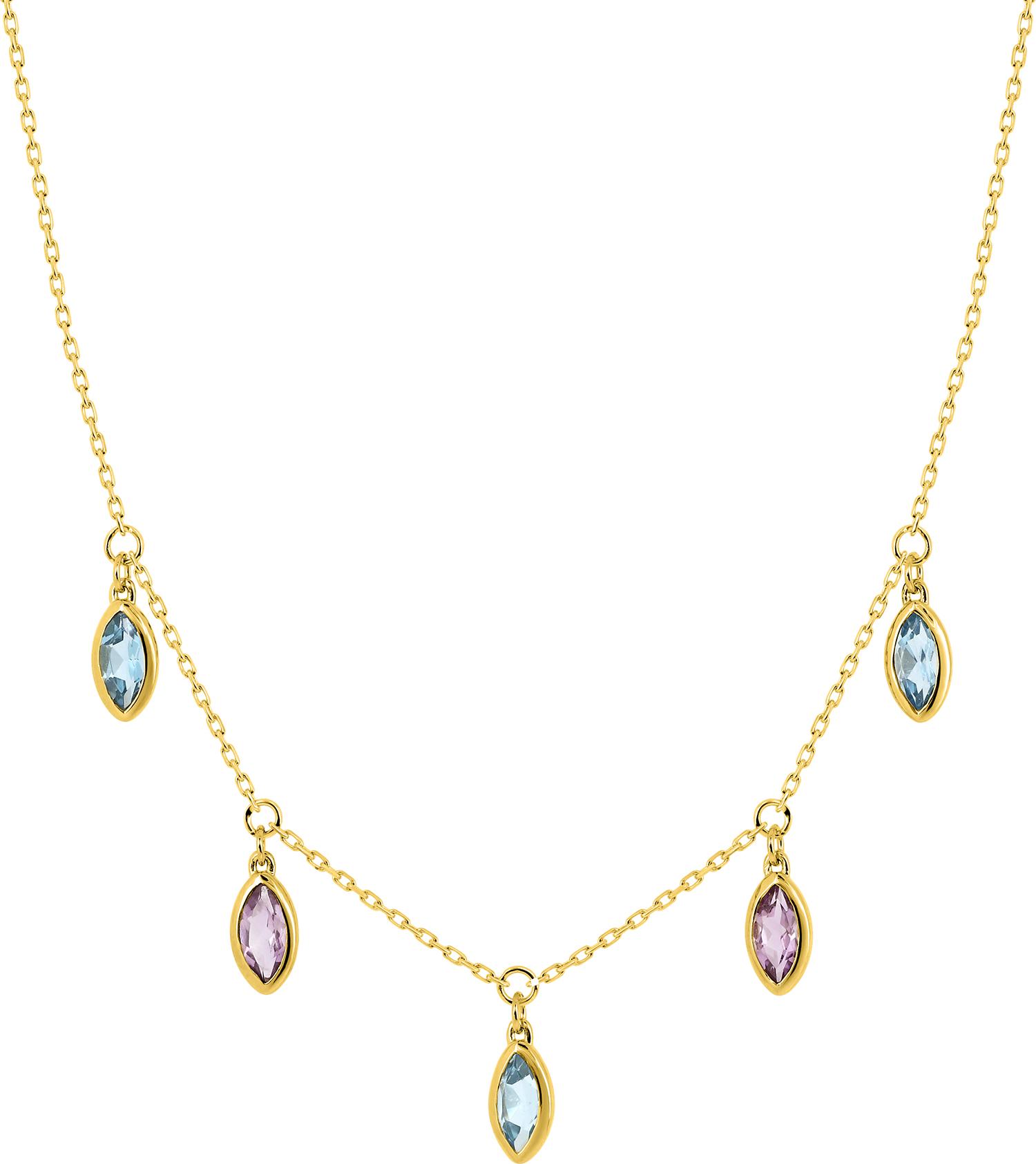 Collier Or bleu Longueur 40cm Améthyste