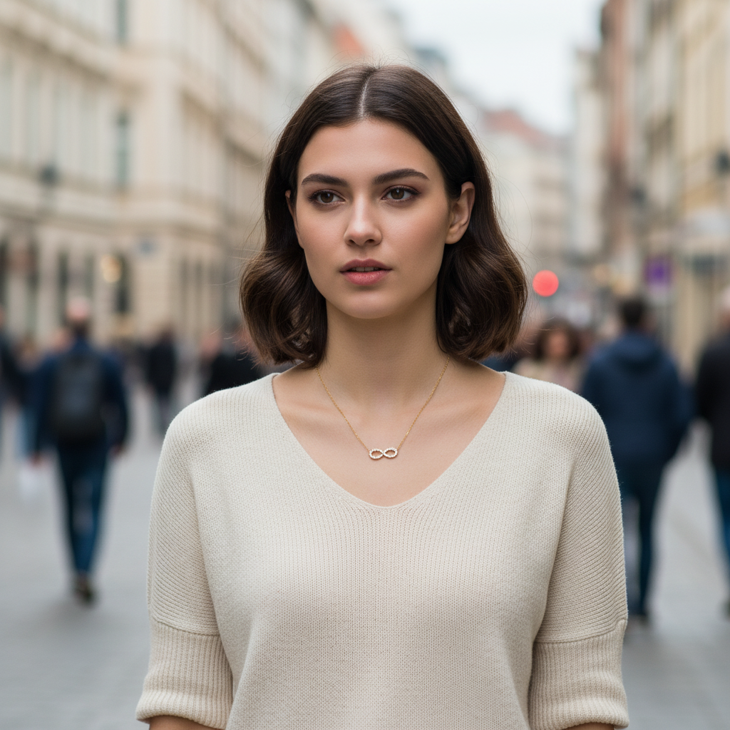 Collier Or 18k Zirconium Infini