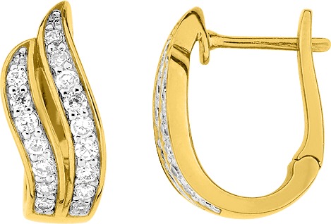 Boucles d'oreilles Demi-créoles Plaqué Or Rhodié Zirconium - Boucles d'oreilles