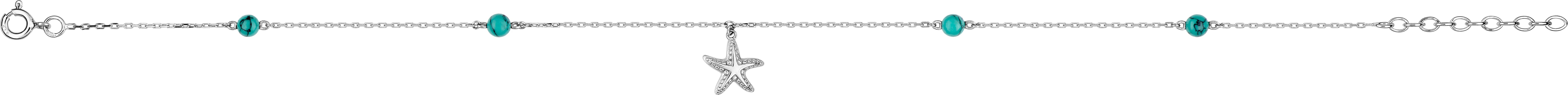 Chaîne cheville Argent Rhodié Longueur 24cm Turquoise Etoile de Mer - Chaîne cheville en Argent - Bijoux en Vogue