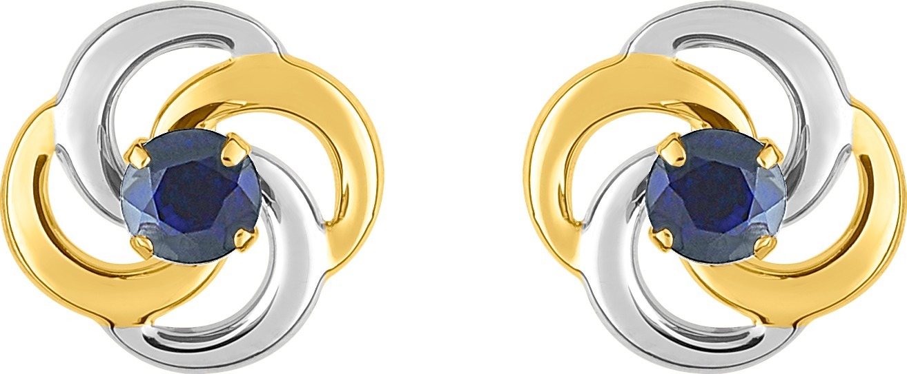 Boucles d'oreilles Clous Or 18k Rhodié Saphir