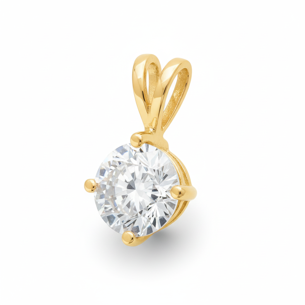 Pendentif Plaqué Or Zirconium Joaillerie - Pendentif