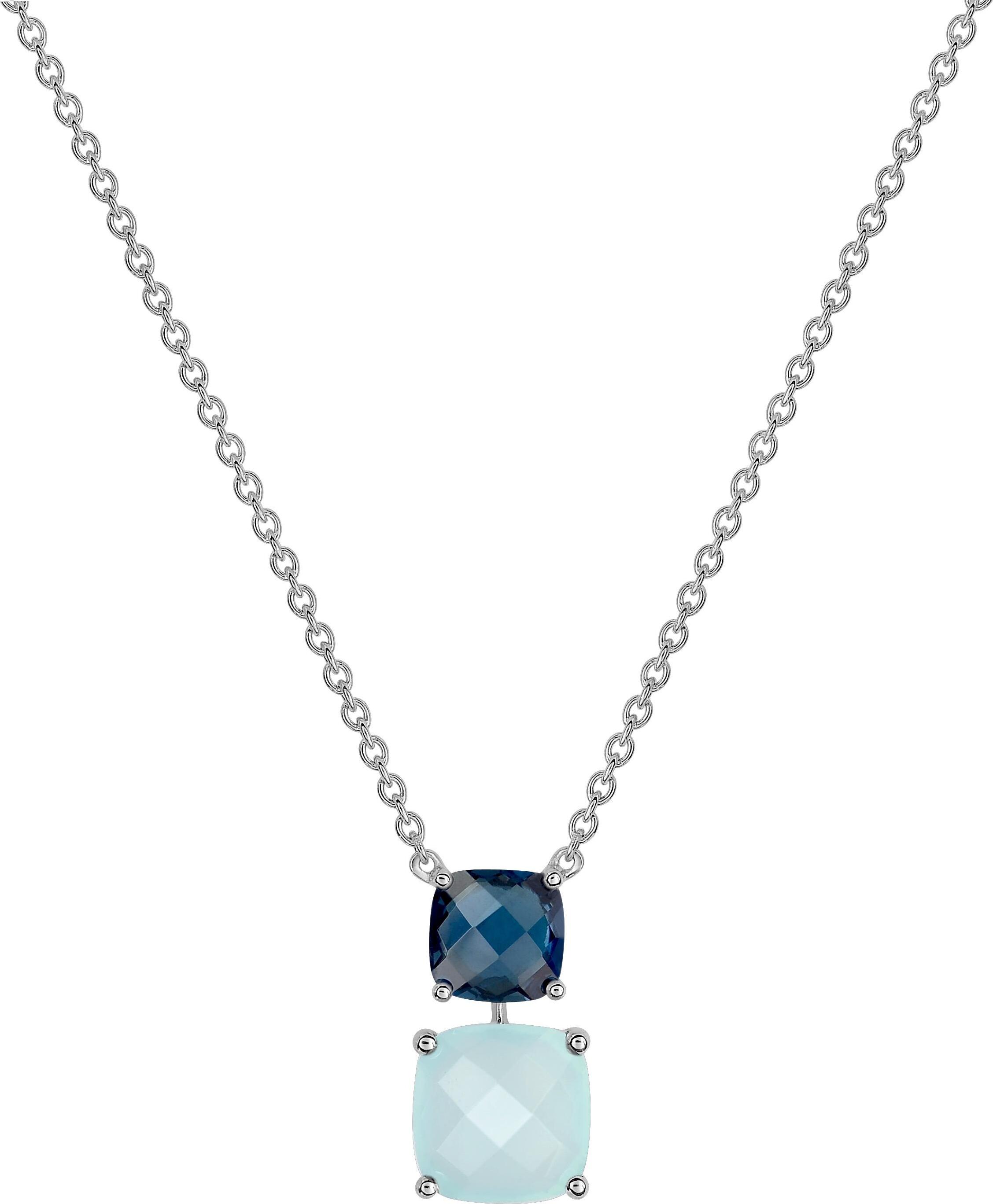 Collier Or Blanc 18k bleu Longueur 40cm Topaze