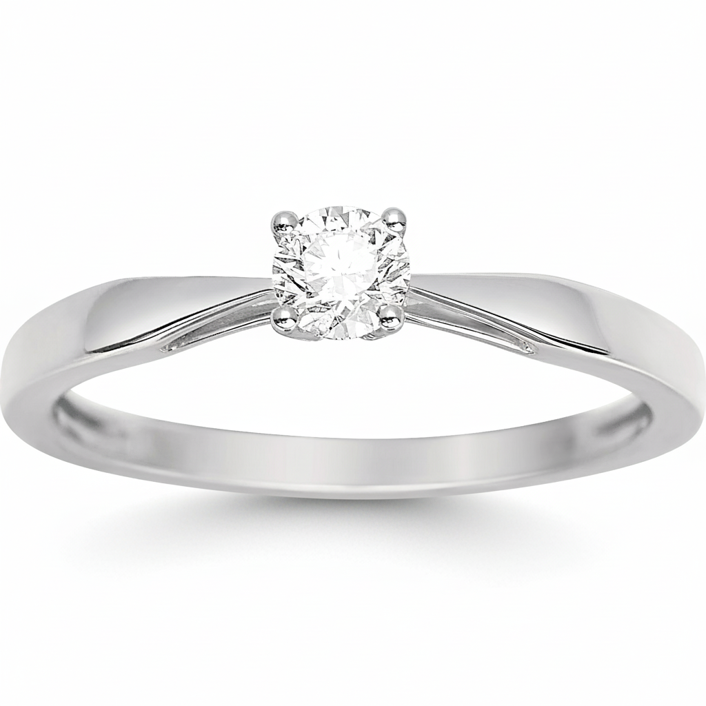 Bague Solitaire Or Blanc 18k Diamant 0.23ct GH SI - Bague