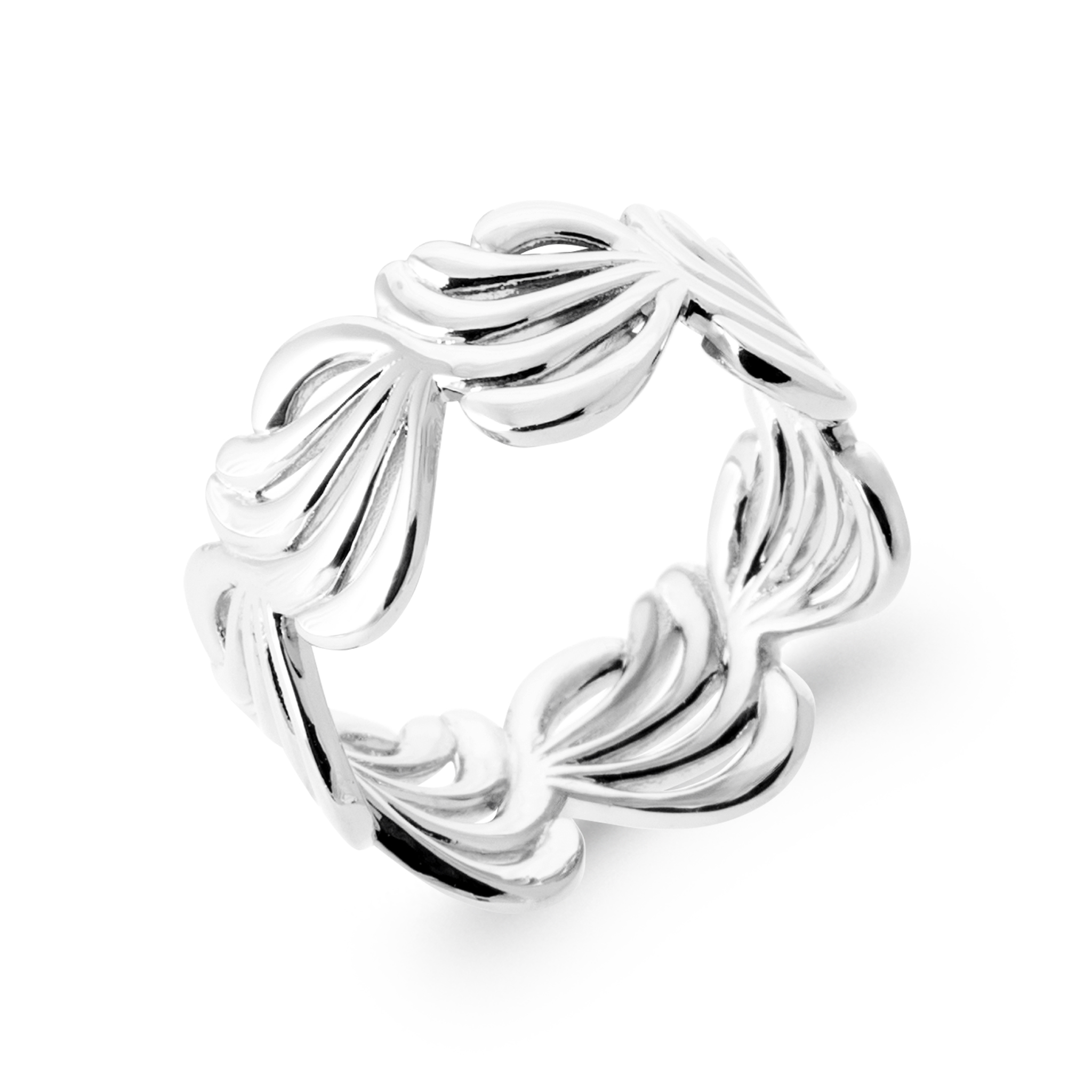 Bague Argent Rhodié Végétal