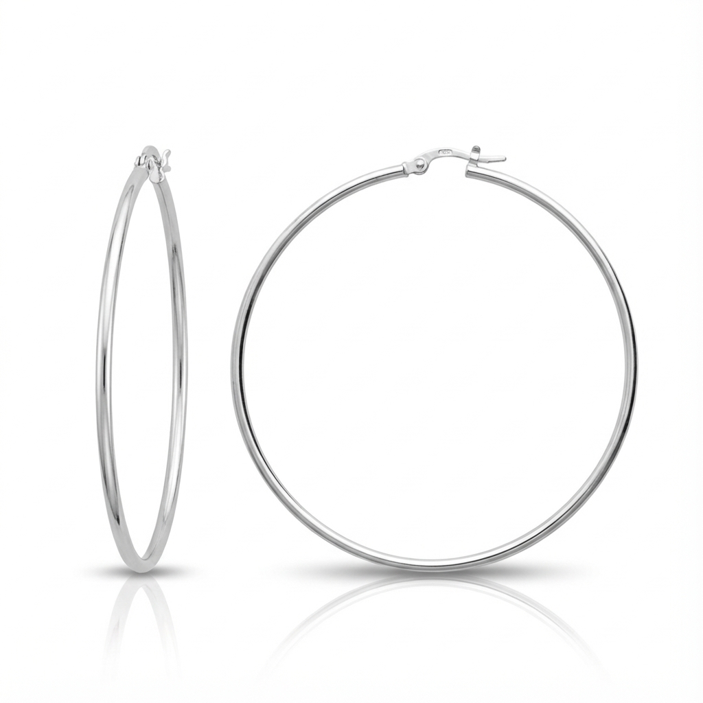 Boucles d'oreilles Créoles Argent Diamètre 40mm - Boucles d'oreilles