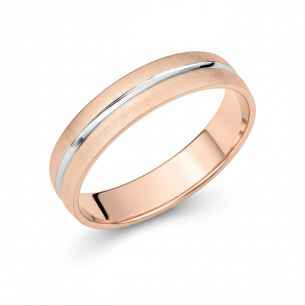 Alliance Or Blanc et Rose 18k Largeur 4mm