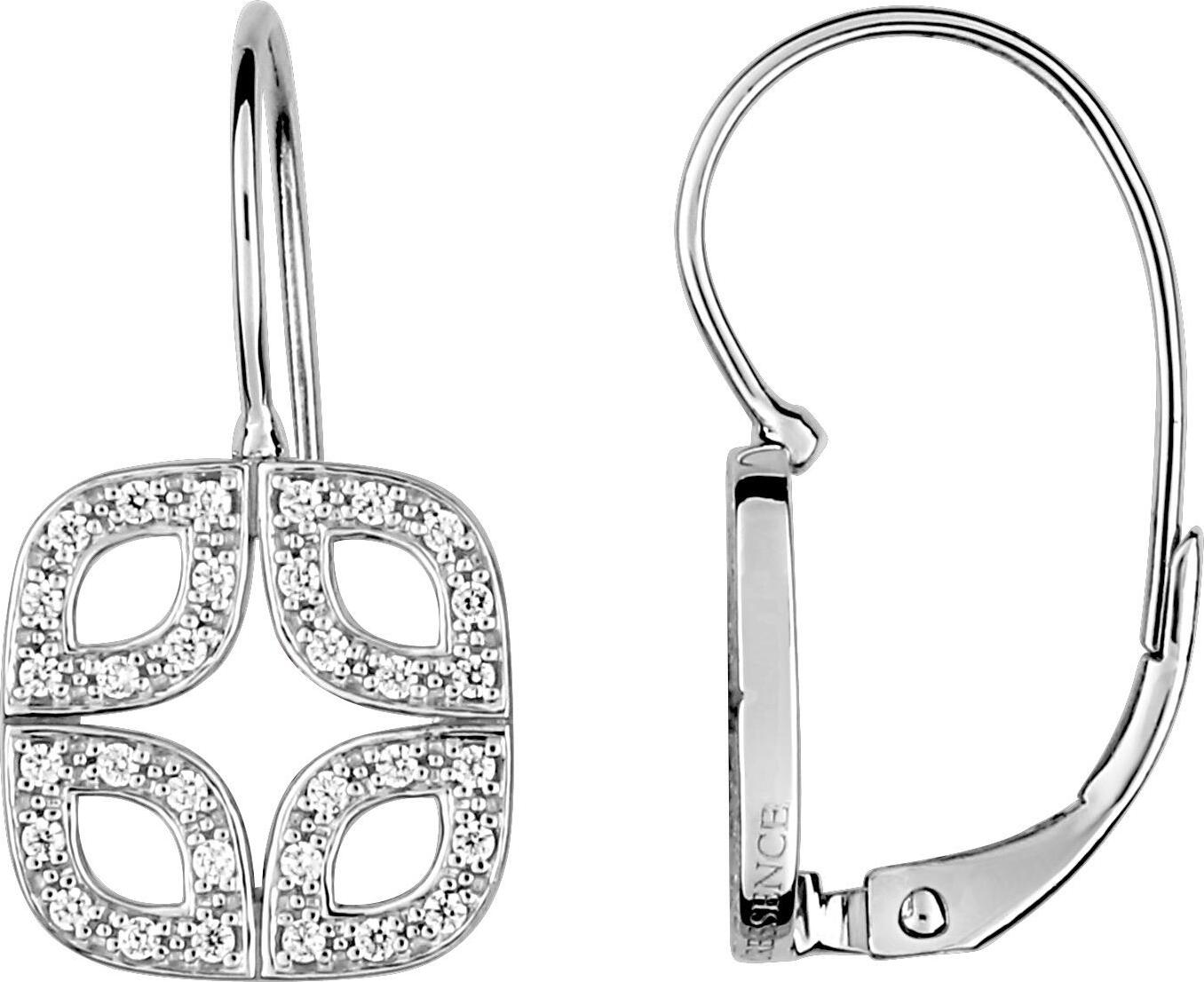 Boucles d'oreilles Dormeuses Or Blanc 18k Diamant 0.26ct GH SI