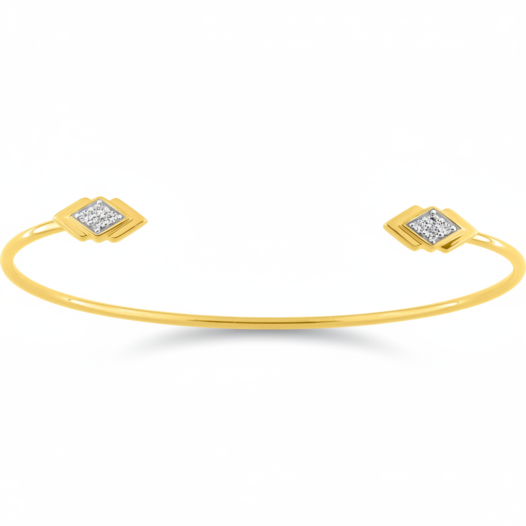 Jonc Plaqué Or Rhodié Zirconium - Bracelet