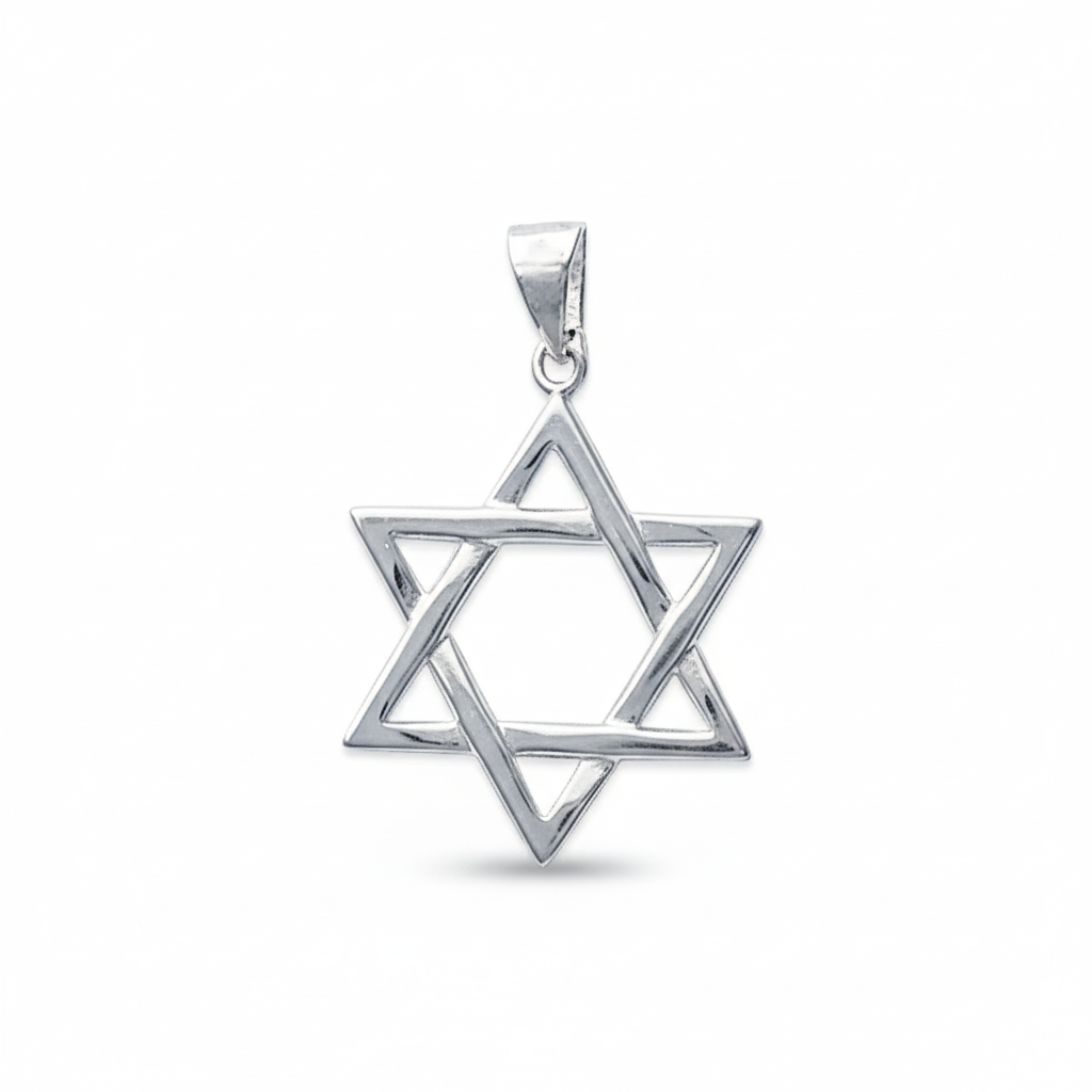 Pendentif Argent Rhodié Étoile de David
