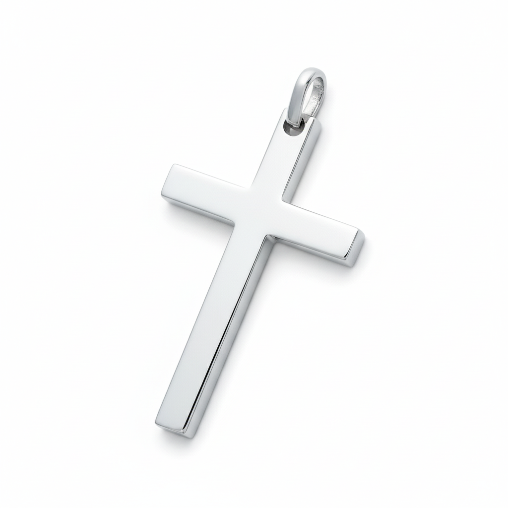 Pendentif Argent Rhodié Croix Chrétienne