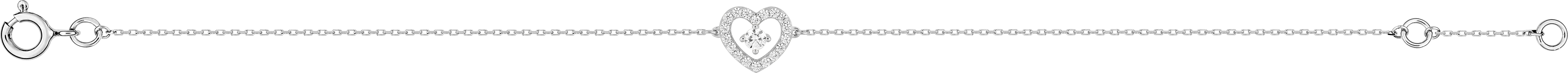 Bracelet Or Blanc Longueur 16.5cm Zirconium Coeur