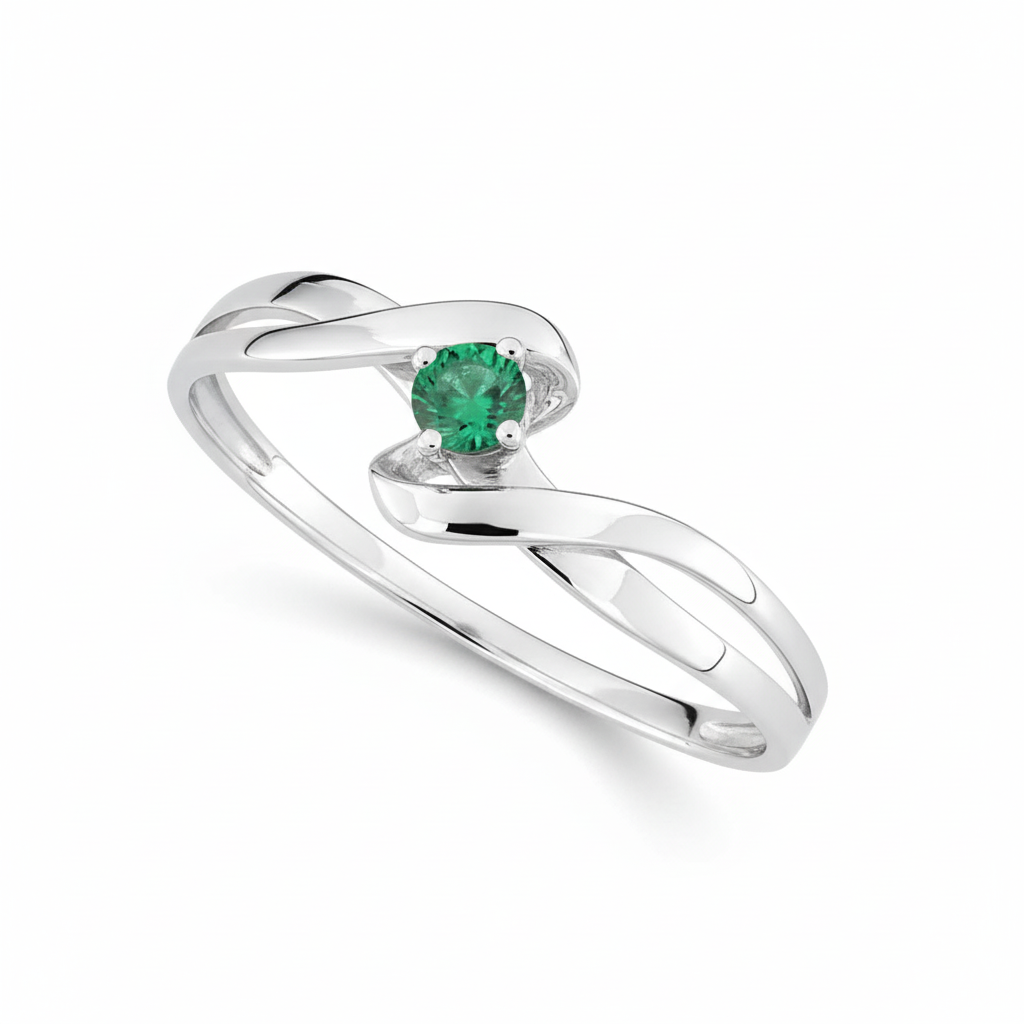 Bague Or Blanc Emeraude