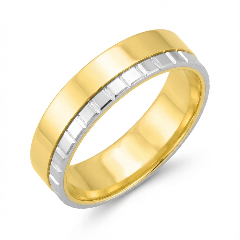 Alliance Or Blanc et Jaune Largeur 5mm - Bague