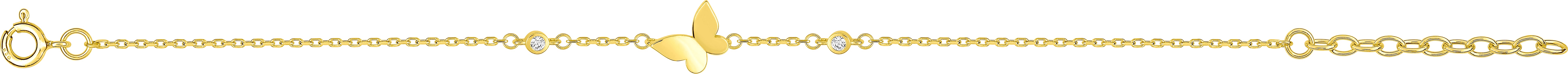 Bracelet Plaqué Or Longueur 16cm Zirconium Papillon
