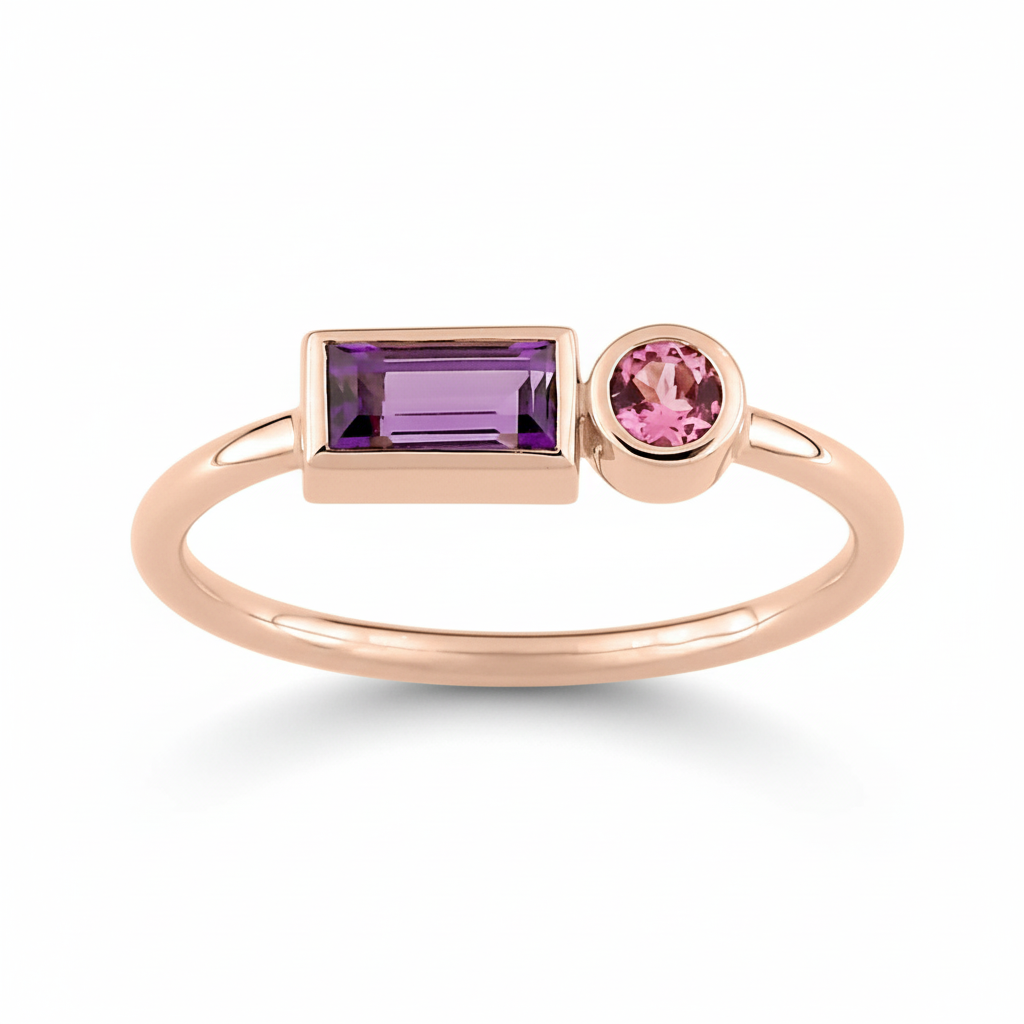 Bague Or Rose 18k Améthyste