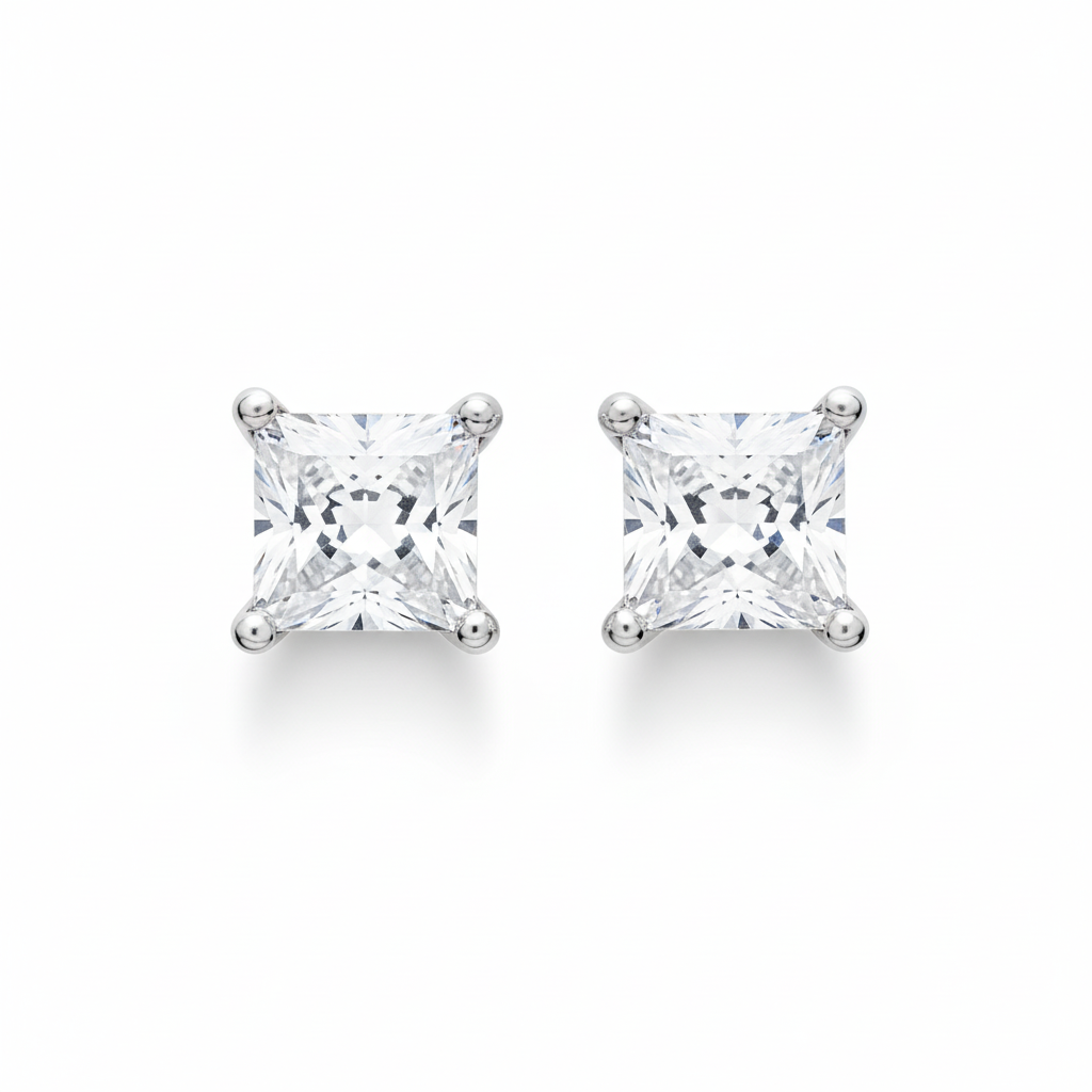 Boucles d'oreilles Clous Argent Rhodié Zirconium - Boucles d'oreilles