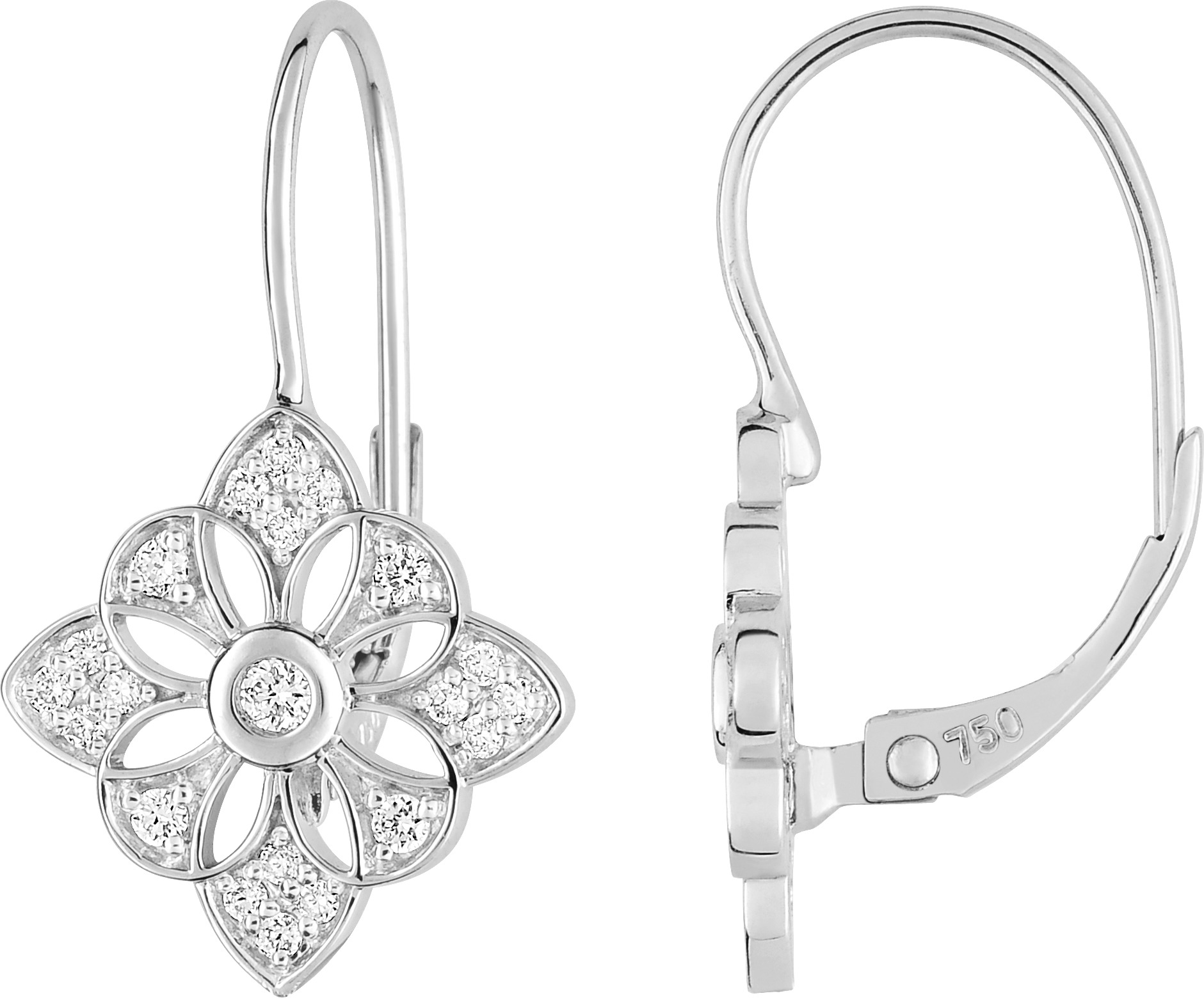 Boucles d'oreilles Dormeuses Or Blanc 18k Diamant 0.28ct GH SI