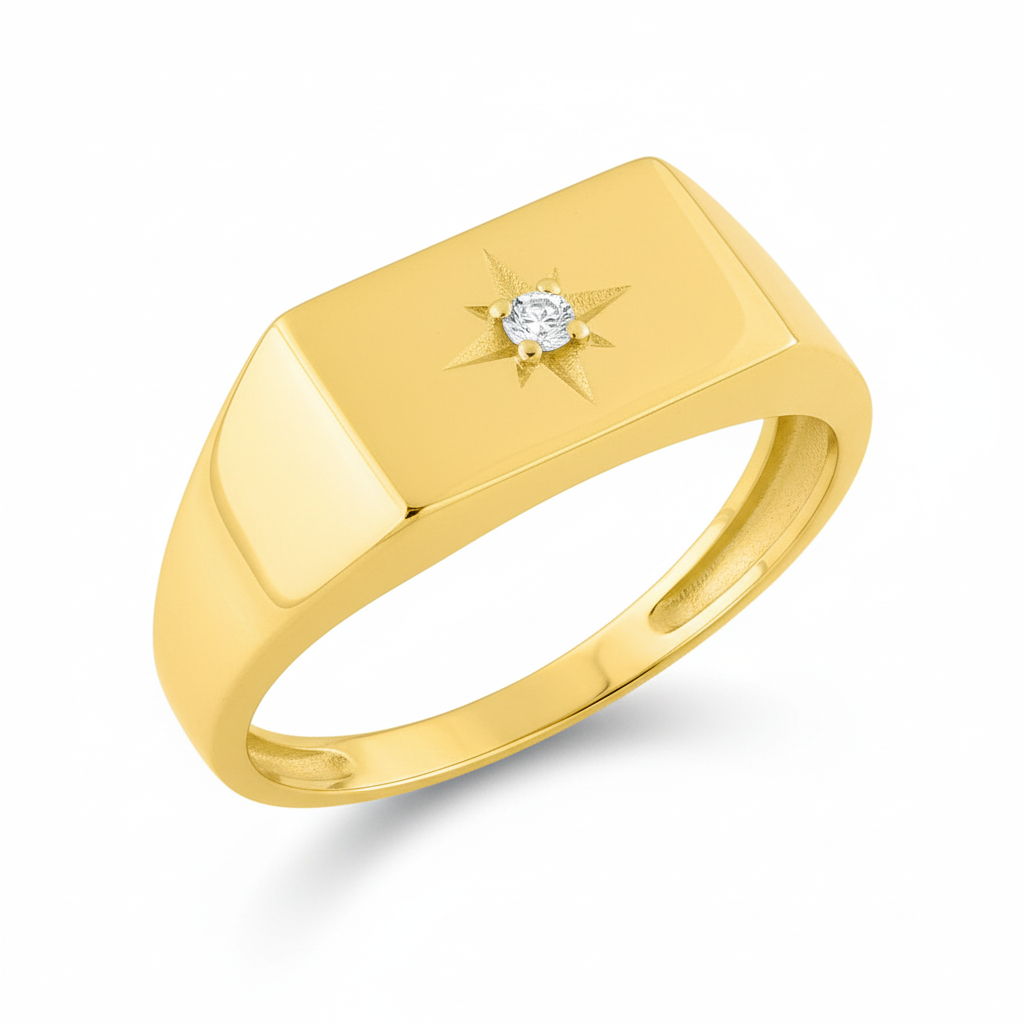 Chevalière Homme Or 18k Zirconium