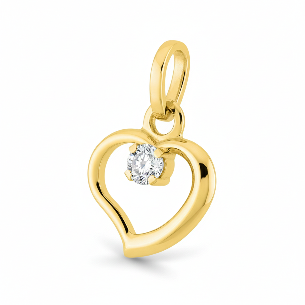 Pendentif Or 18k Zirconium Coeur