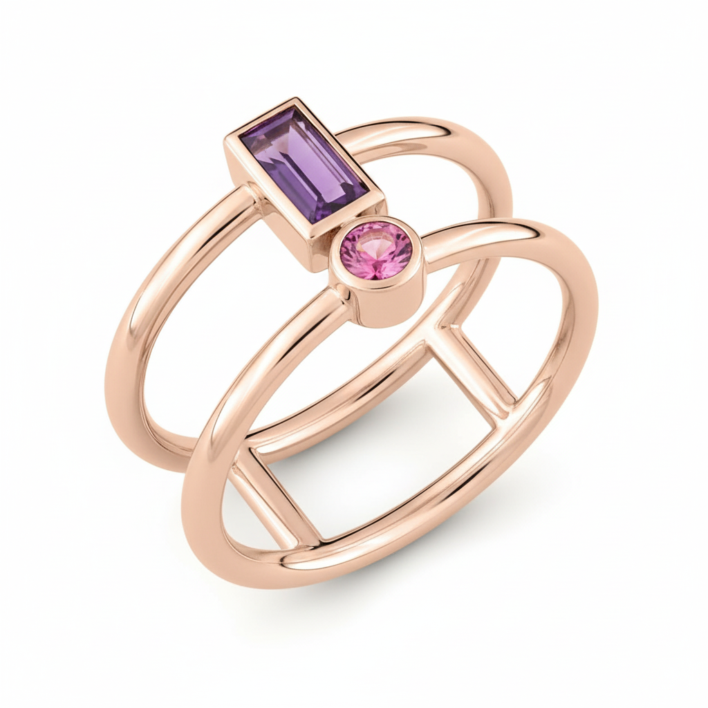 Bague Or Rose 18k Améthyste