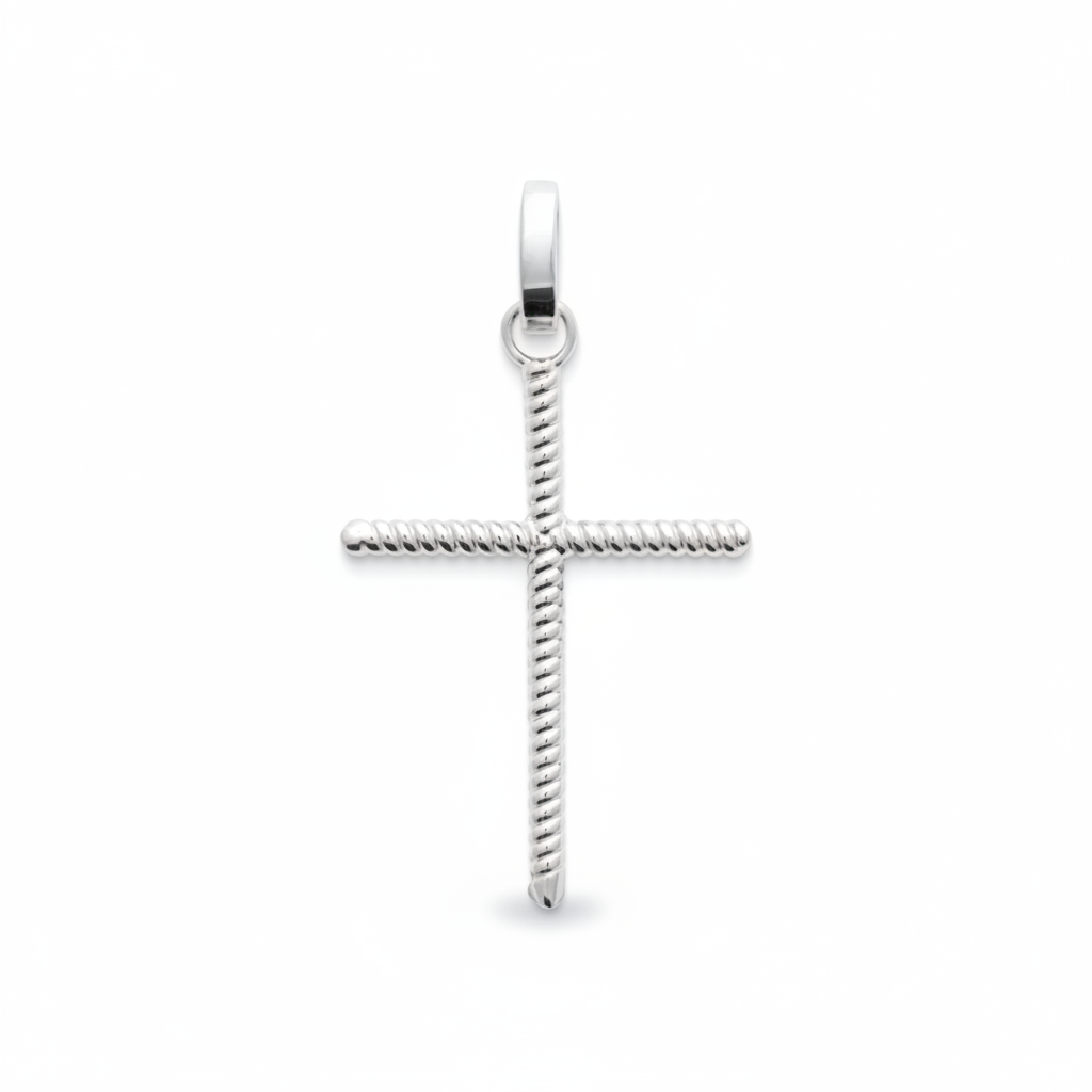 Pendentif Argent Rhodié Croix Chrétienne