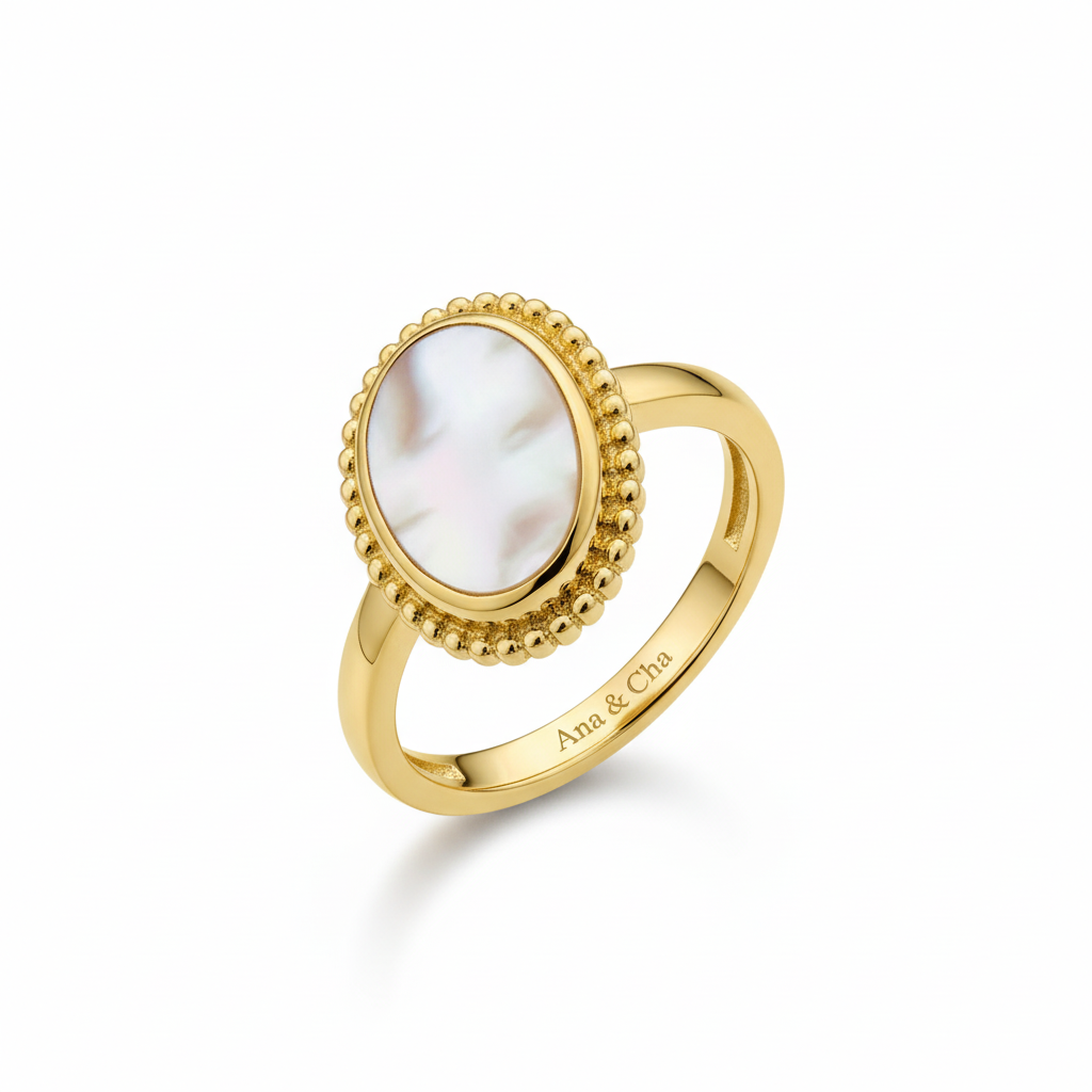 Bague Plaqué Or Nacre