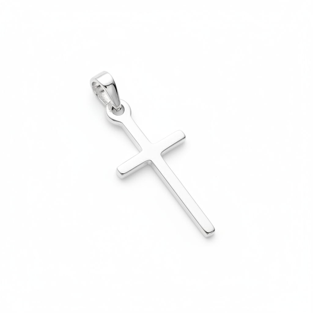 Pendentif Argent Rhodié Croix Chrétienne