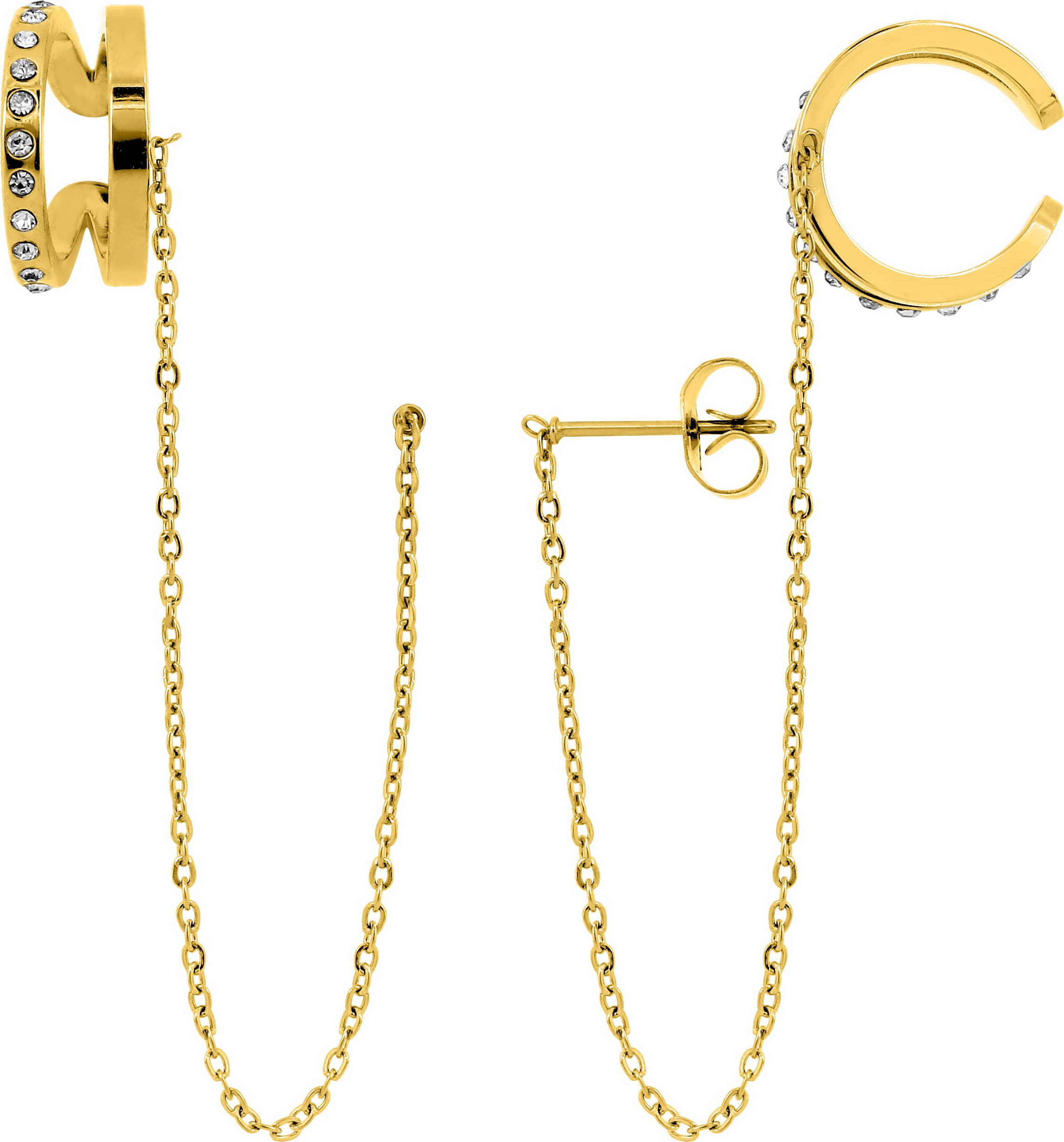 Boucles d'oreilles Acier Doré Cristal