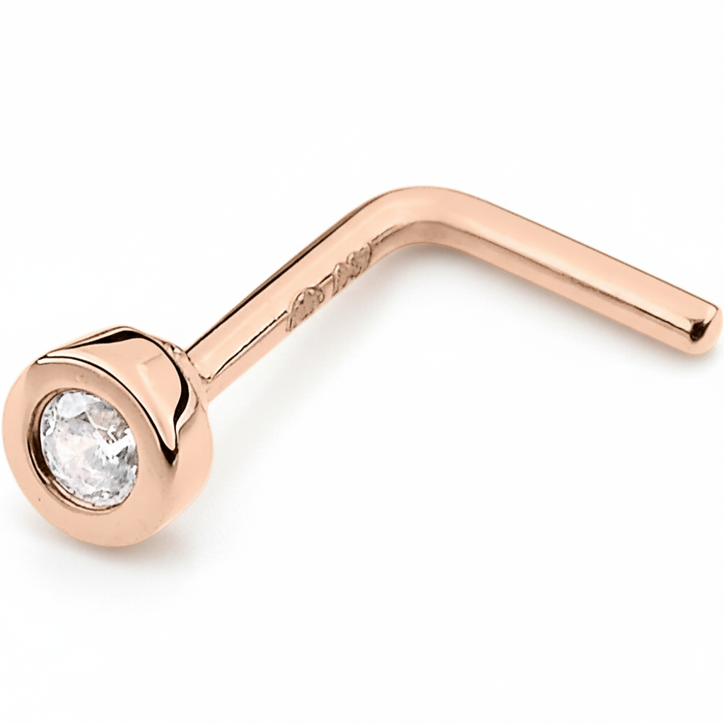 Piercing Nez Or Rose 18k Zirconium