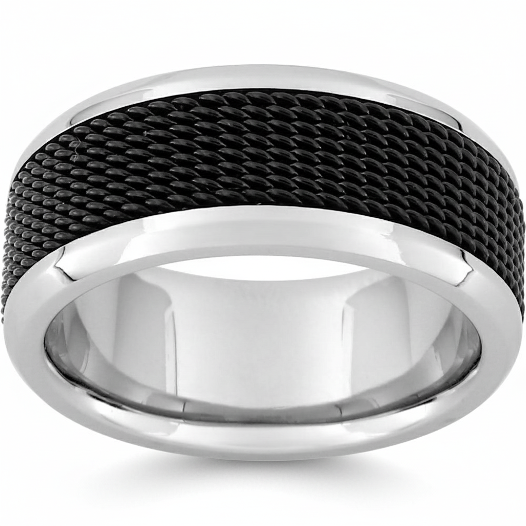 Bague Homme Acier IP noir