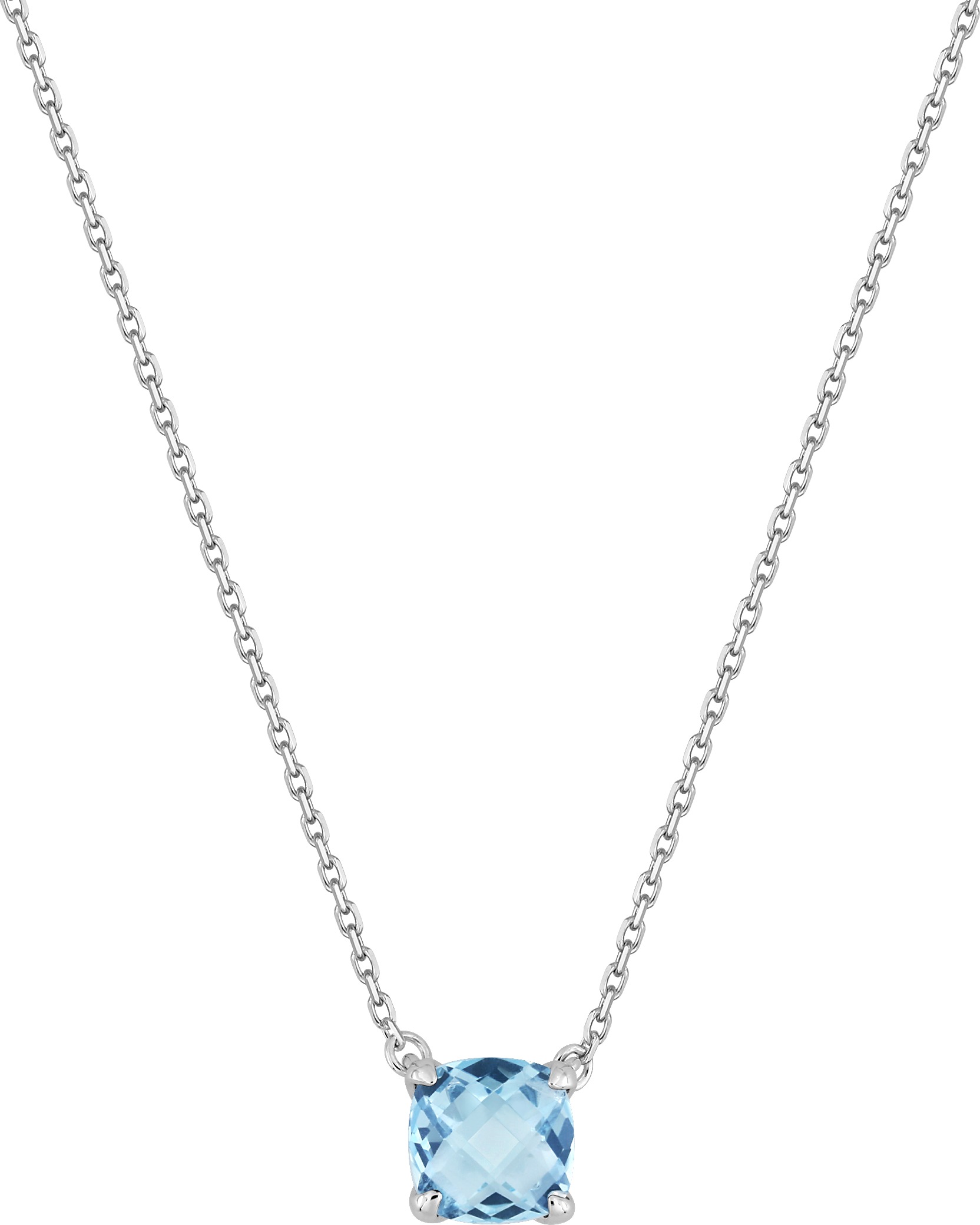 Collier Or Blanc 18k bleu Longueur 40cm Topaze