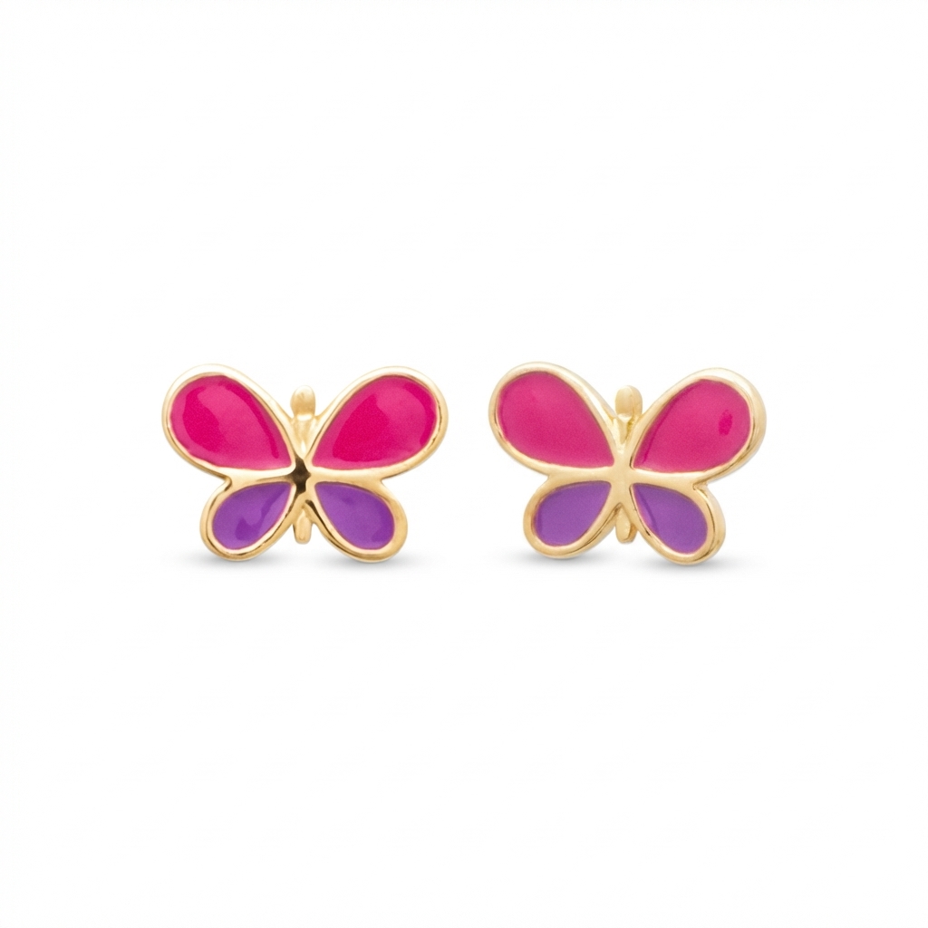 Boucles d'oreilles Clous Enfant Plaqué Or Papillon
