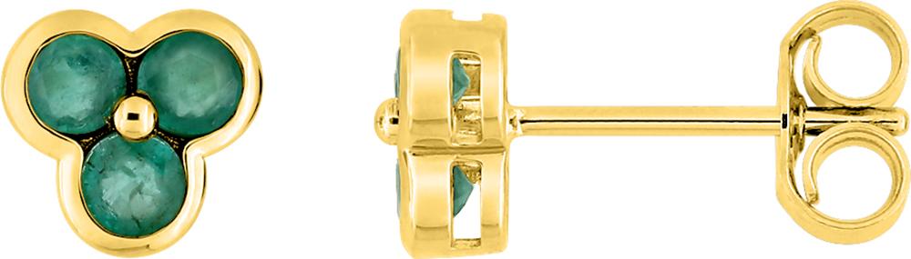 Boucles d'oreilles Clous Or Emeraude
