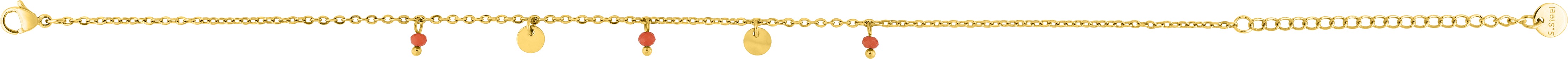 Chaîne cheville Acier Doré Longueur 22cm Cristal Corail