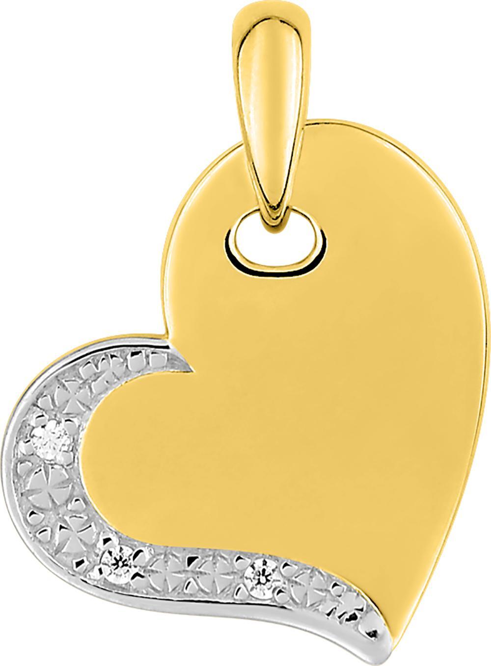 Pendentif Médaille Or Rhodié Diamant 0.02ct GH P2 Coeur