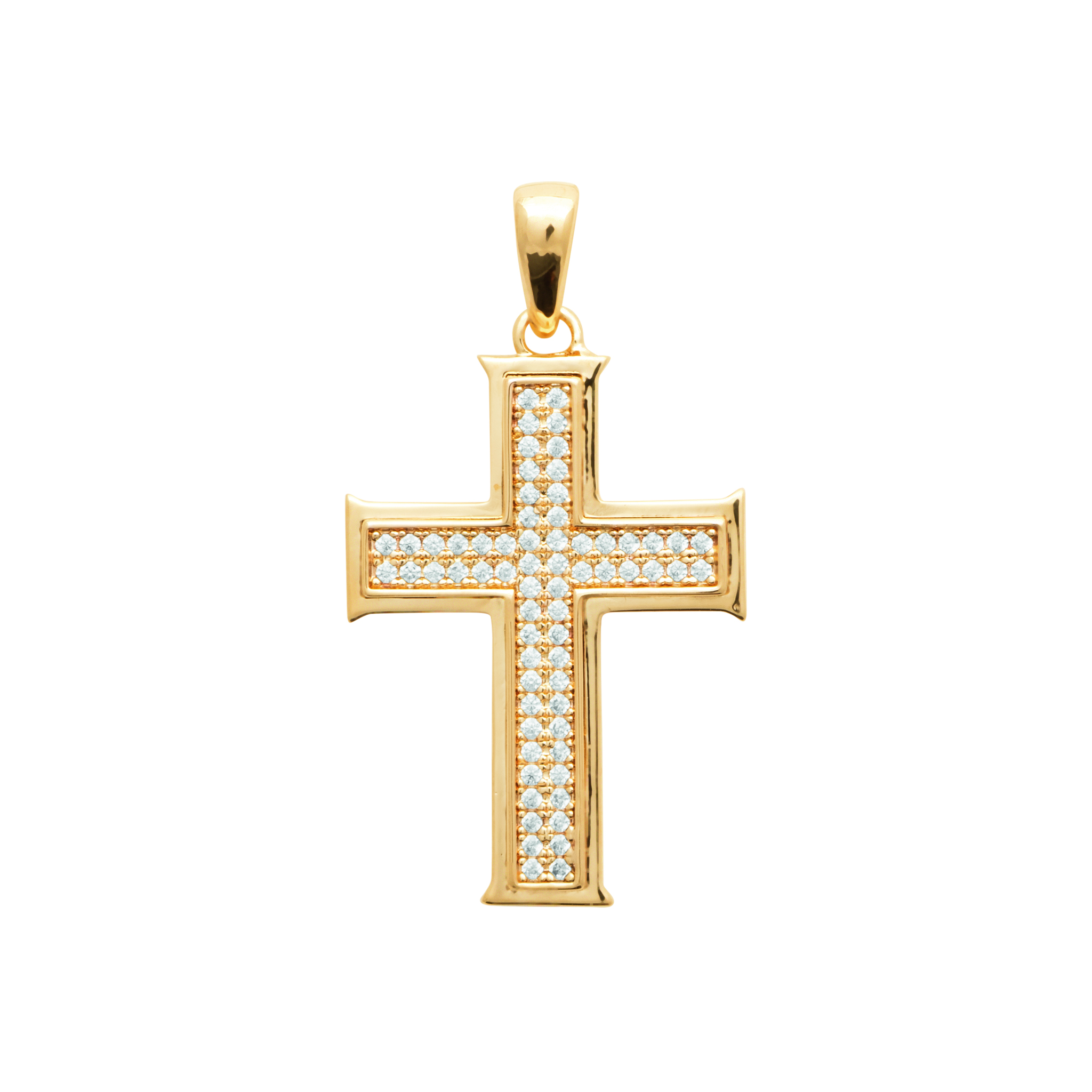 Pendentif Plaqué Or Zirconium Croix Chrétienne