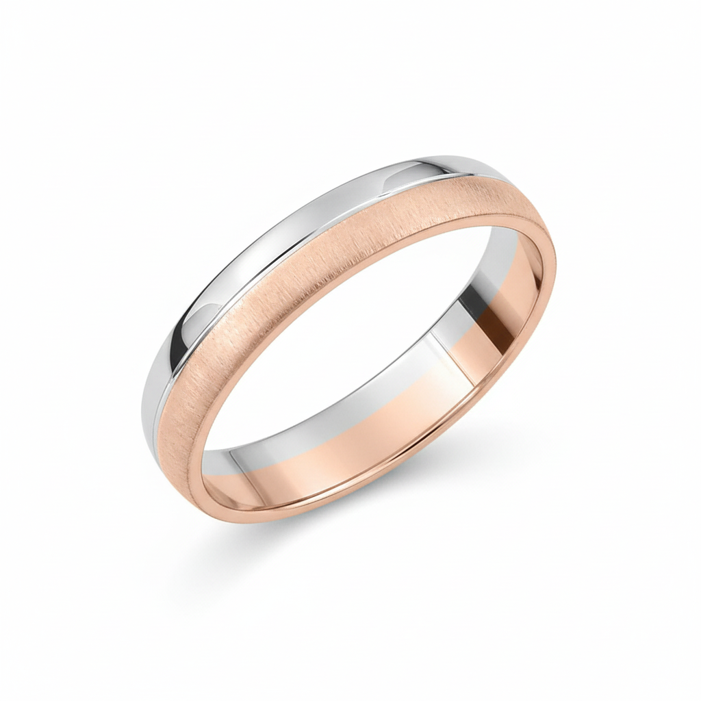 Alliance Or Blanc et Rose 18k Largeur 3.5mm