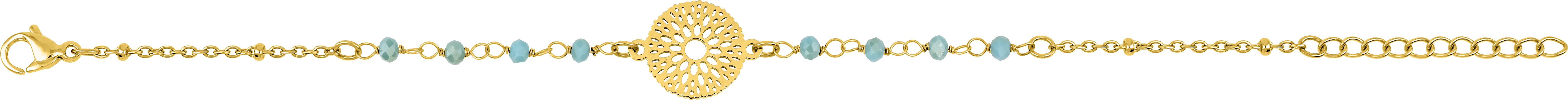 Bracelet Chaîne Acier Doré Longueur 16cm Cristal Turquois - Bracelet