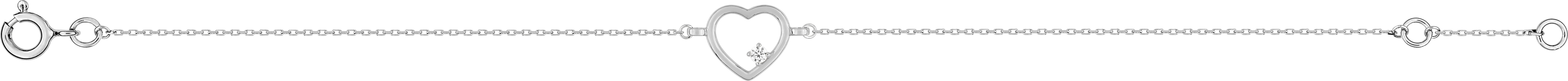 Bracelet Or Blanc Longueur 16.5cm Zirconium Coeur