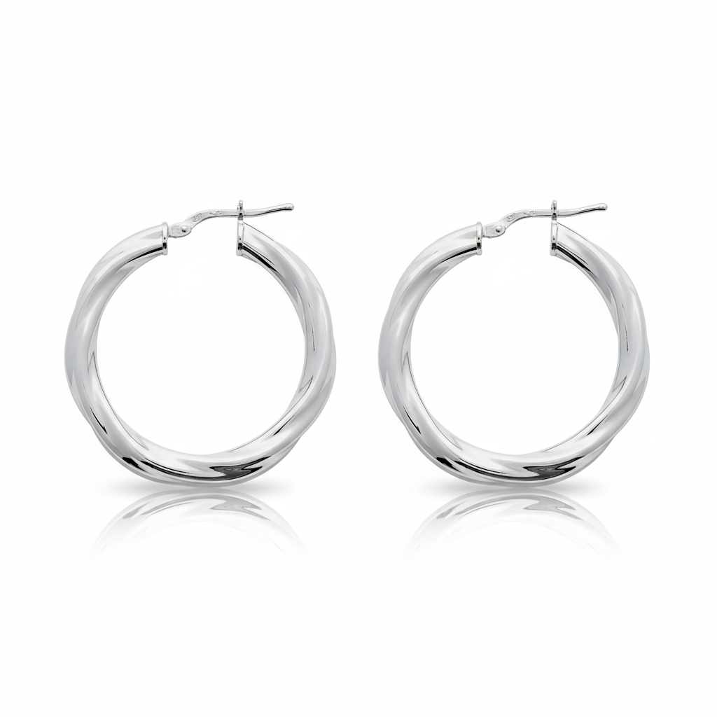 Boucles d'oreilles Créoles Argent Diamètre 25mm - Boucles d'oreilles