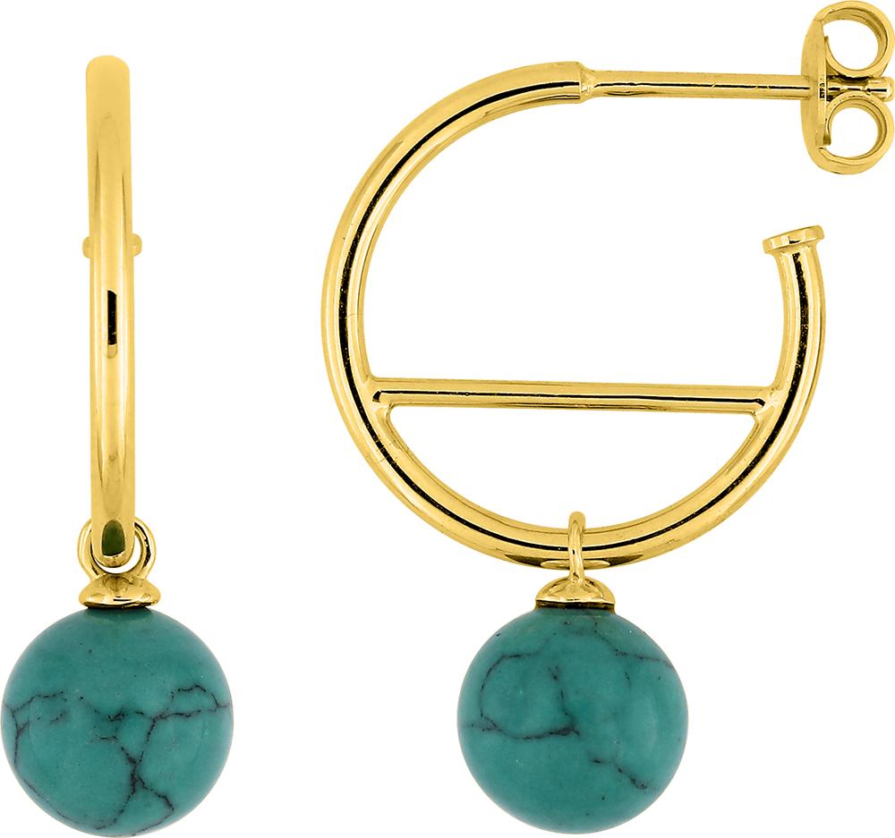 Boucles d'oreilles Demi-créoles Plaqué Or Turquoise - Boucles d'oreilles en Plaqué Or - Bijoux en Vogue