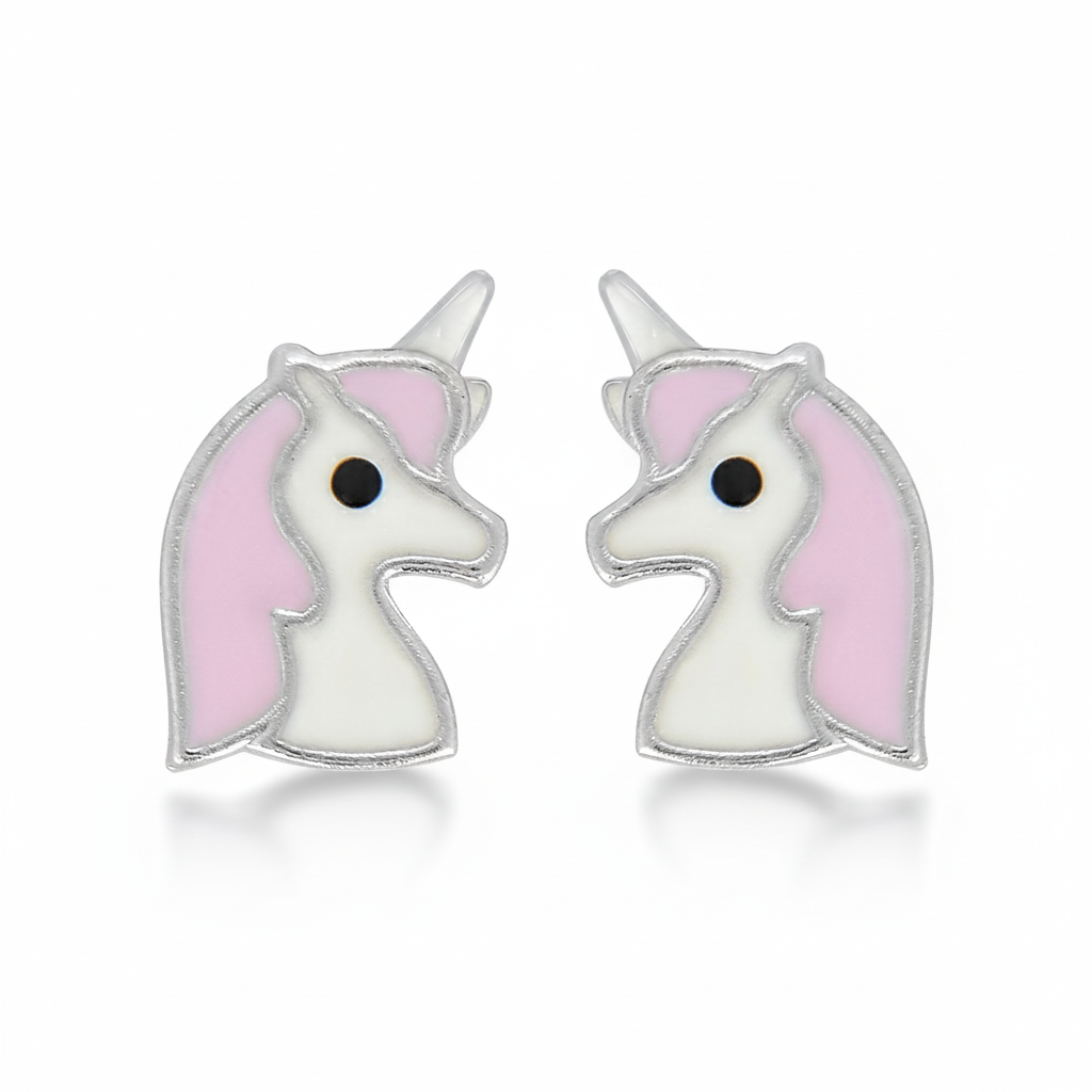 Boucles d'oreilles Clous Argent Rhodié Licorne - Boucles d'oreilles
