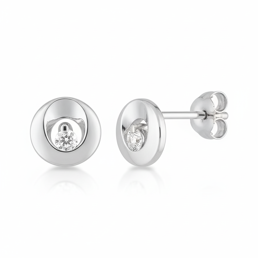 Boucles d'oreilles Clous Argent Rhodié Zirconium - Boucles d'oreilles