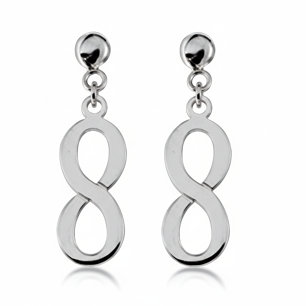 Boucles d'oreilles Argent Rhodié Infini