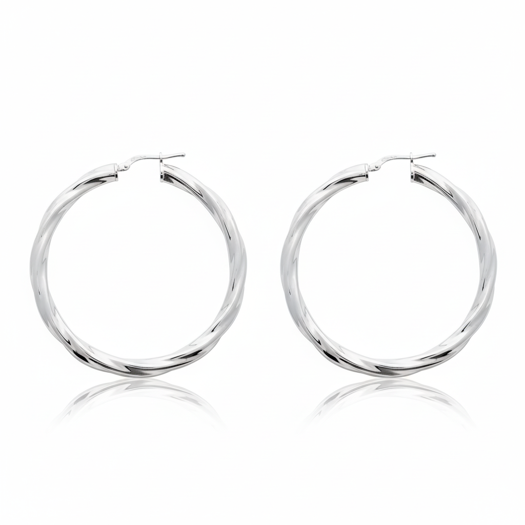 Boucles d'oreilles Créoles Argent Diamètre 40mm - Boucles d'oreilles