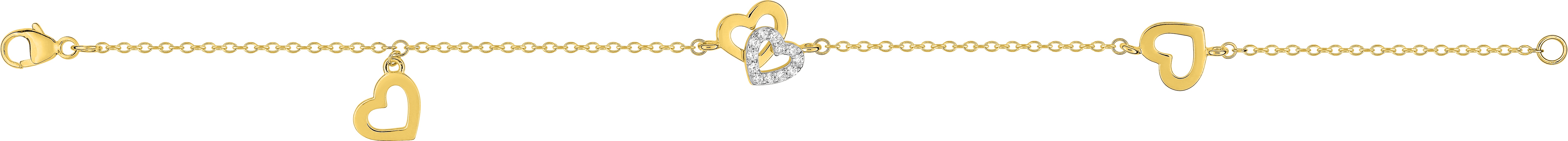 Bracelet Plaqué Or Rhodié Longueur 18cm Zirconium Coeur