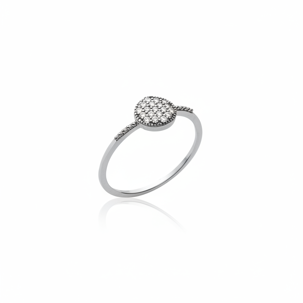 Bague Fille Argent Rhodié Zirconium Minimaliste
