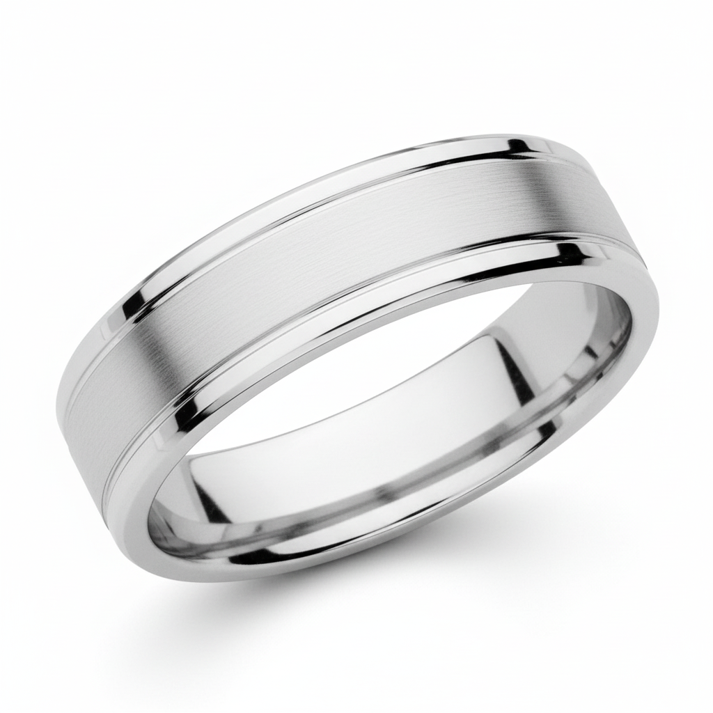 Alliance Homme Argent Rhodié Largeur 4.5mm - Bague